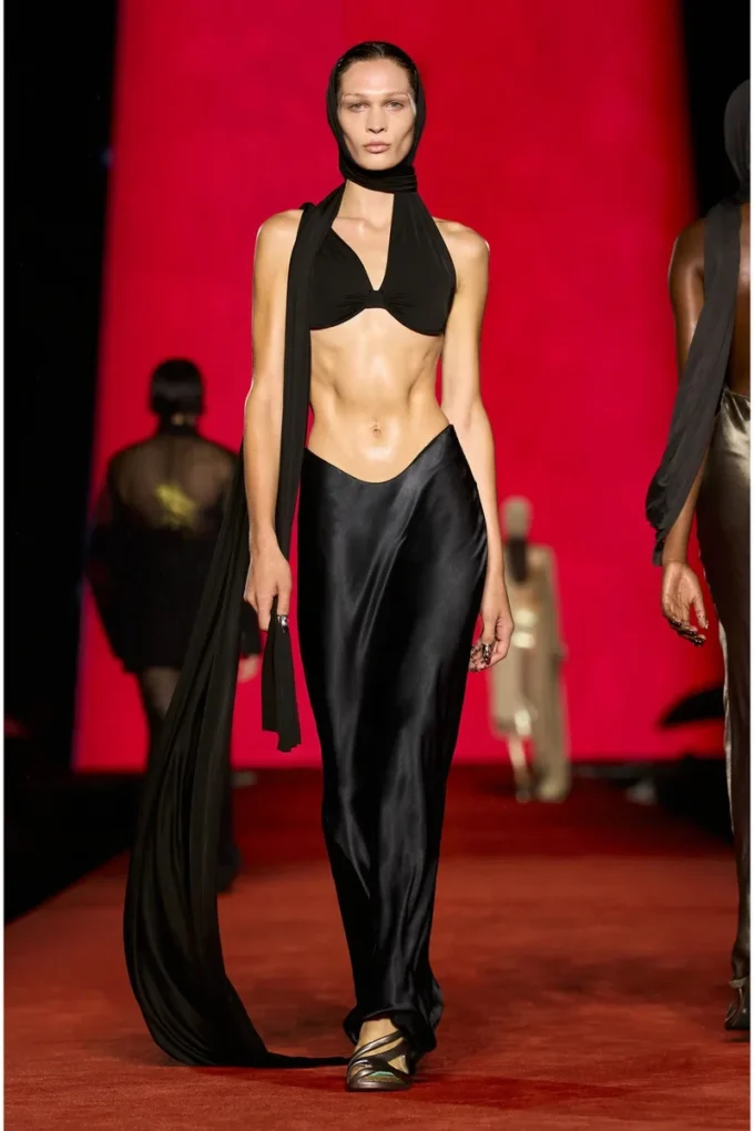 o-syren Long satin skirt