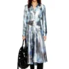 o-zulie-s2 Metallic midi skirt with blurred rose print