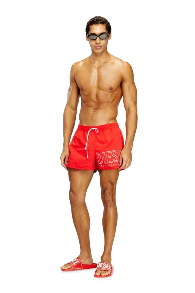 olympic-34-d-core Mid-length swim shorts with outline logo