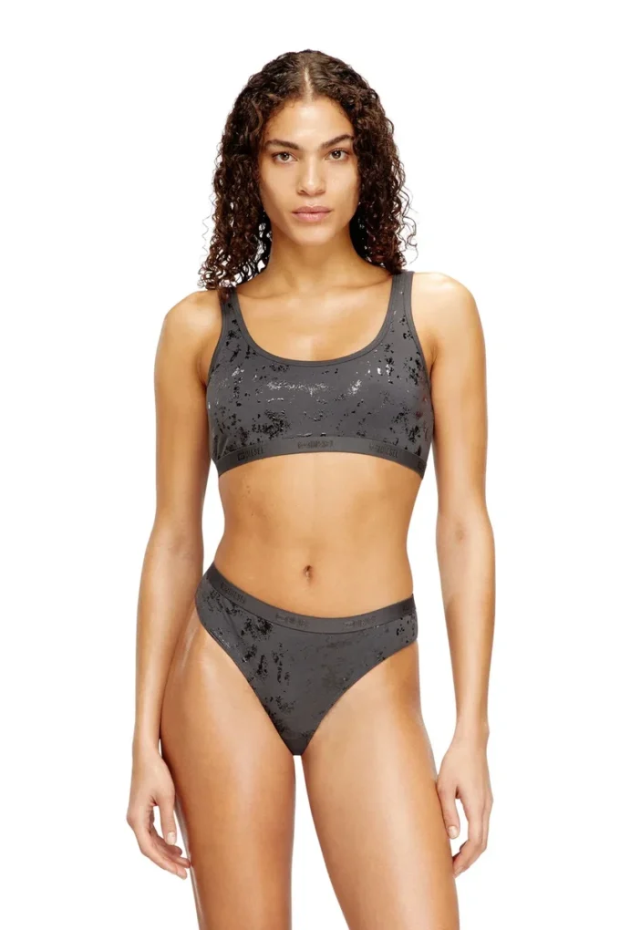 oriba-gft Stretch-cotton bralette with metallic print