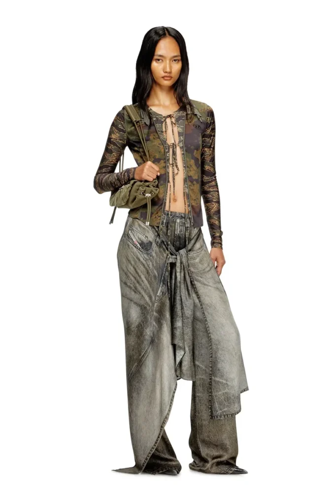 p-aloma Wrap pants in denim-look viscose