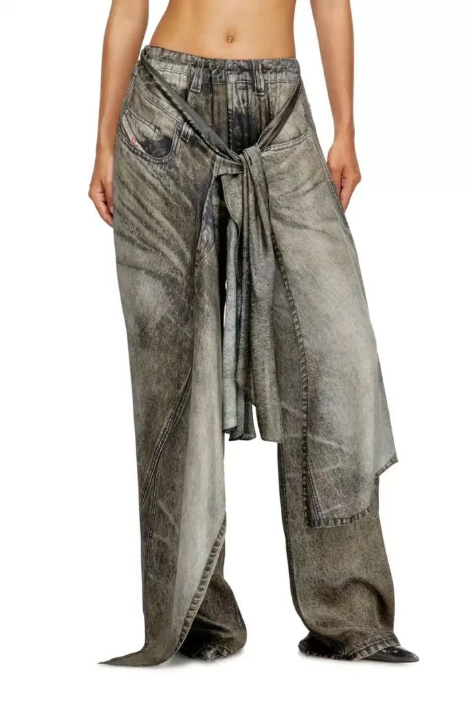 p-aloma Wrap pants in denim-look viscose