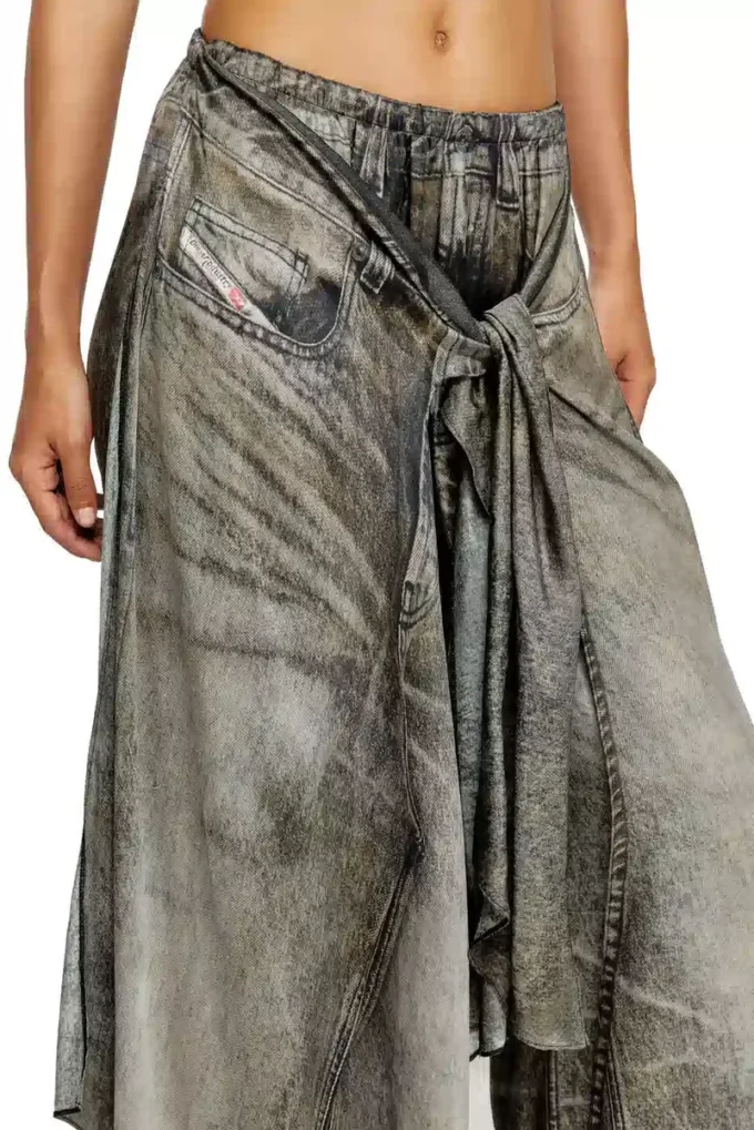 p-aloma Wrap pants in denim-look viscose