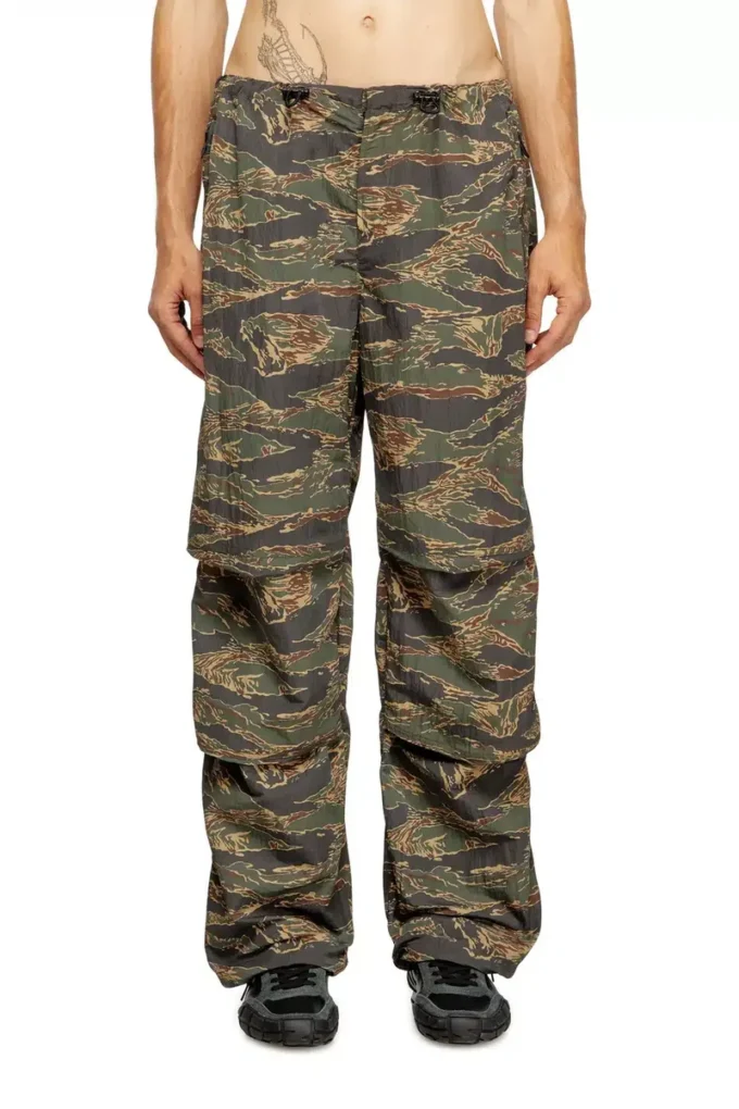 p-anic Cargo pants in camo-print nylon