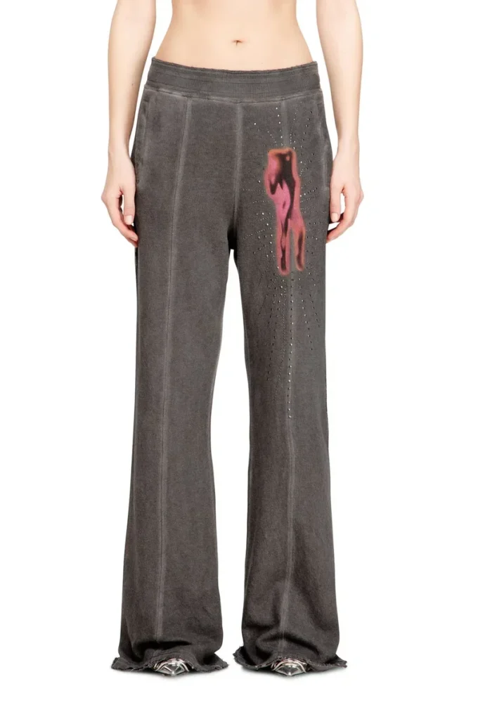 p-anta Cotton pants with prints and studs