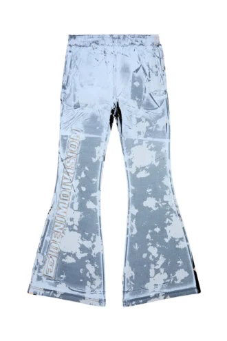 p-belb-p1 Flared track pants in coated jersey