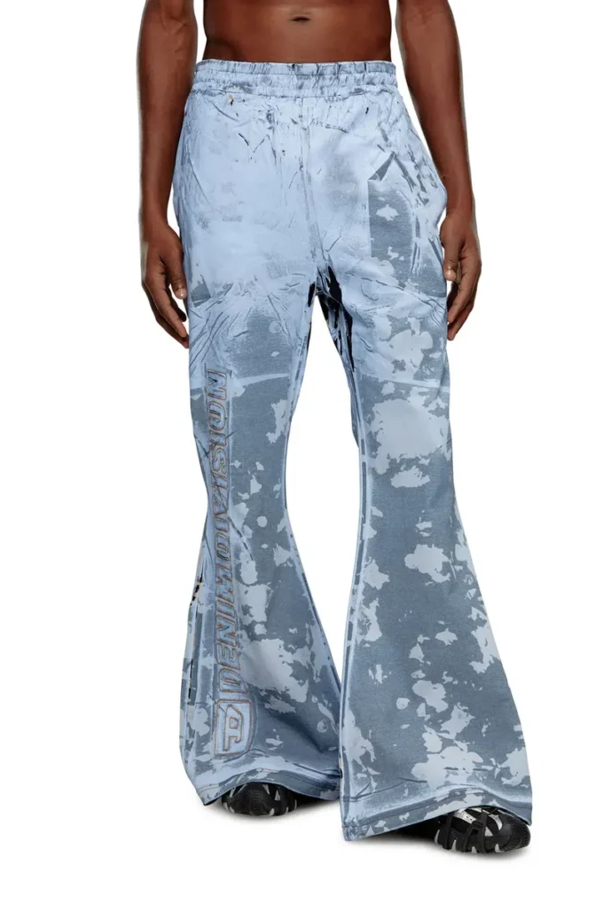 p-belb-p1 Flared track pants in coated jersey