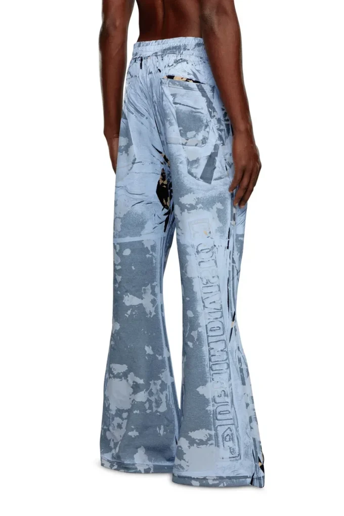 p-belb-p1 Flared track pants in coated jersey
