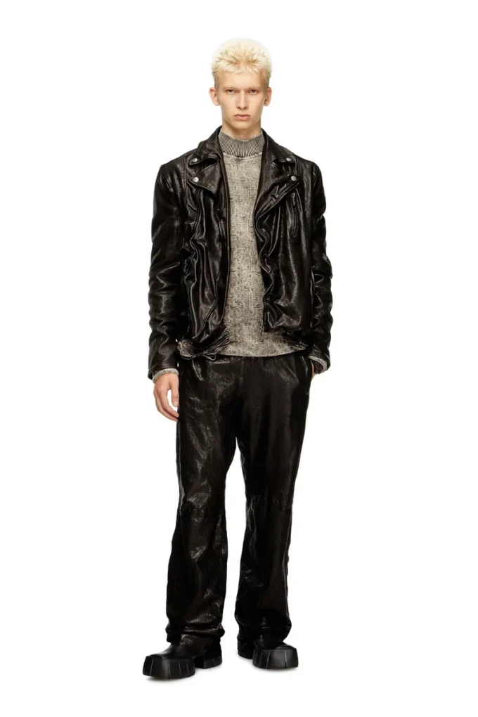 p-bru Elasticated pants in boiled leather
