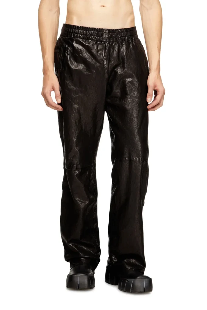 p-bru Elasticated pants in boiled leather