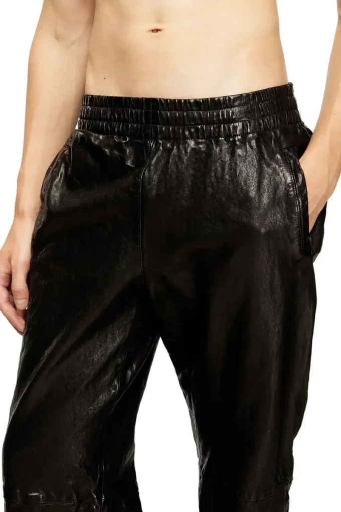 p-bru Elasticated pants in boiled leather