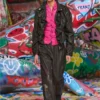 p-bru Elasticated pants in boiled leather