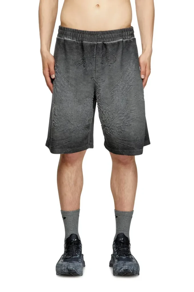 p-crowde Sweat shorts with phoenix devoré