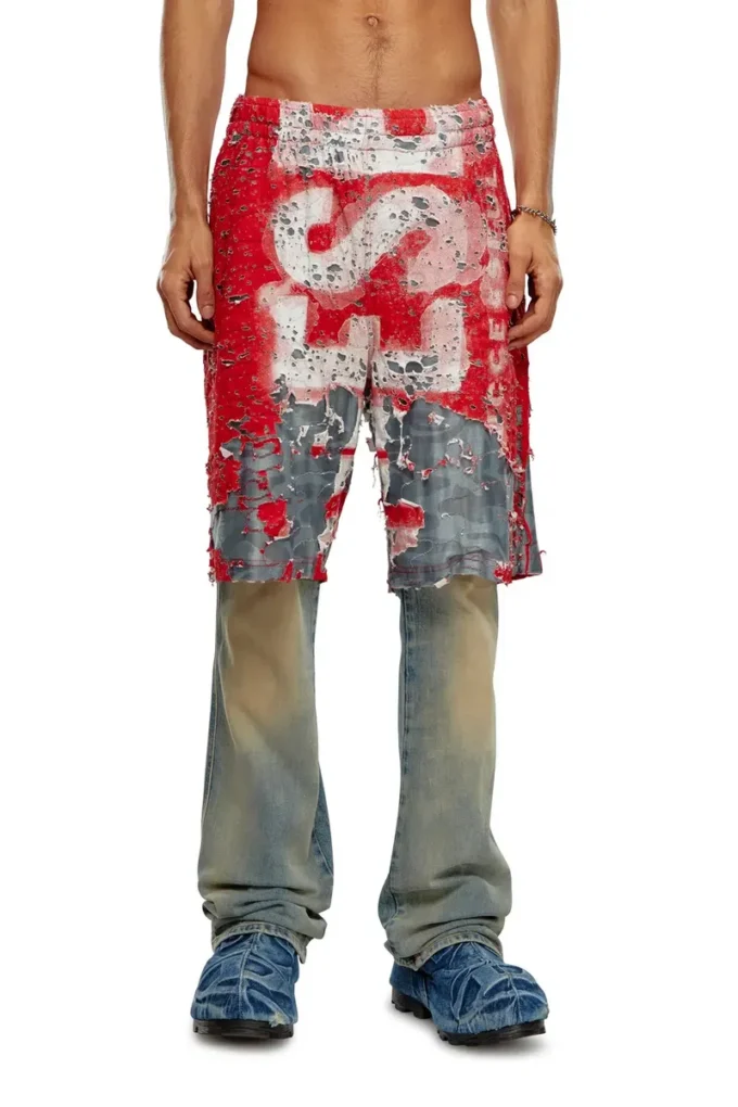 p-eel Logo shorts in destroyed jersey