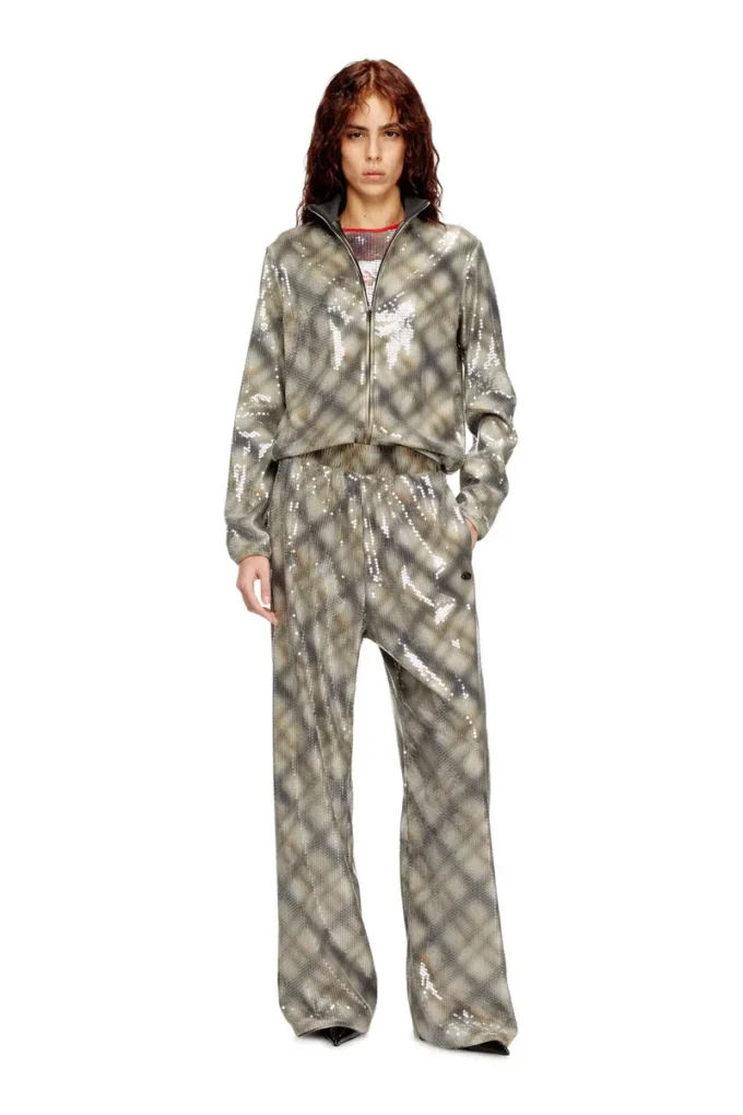 p-erqueen Sequined pants in with plaid design