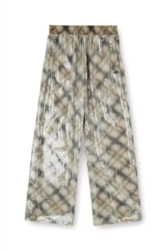 p-erqueen Sequined pants in with plaid design