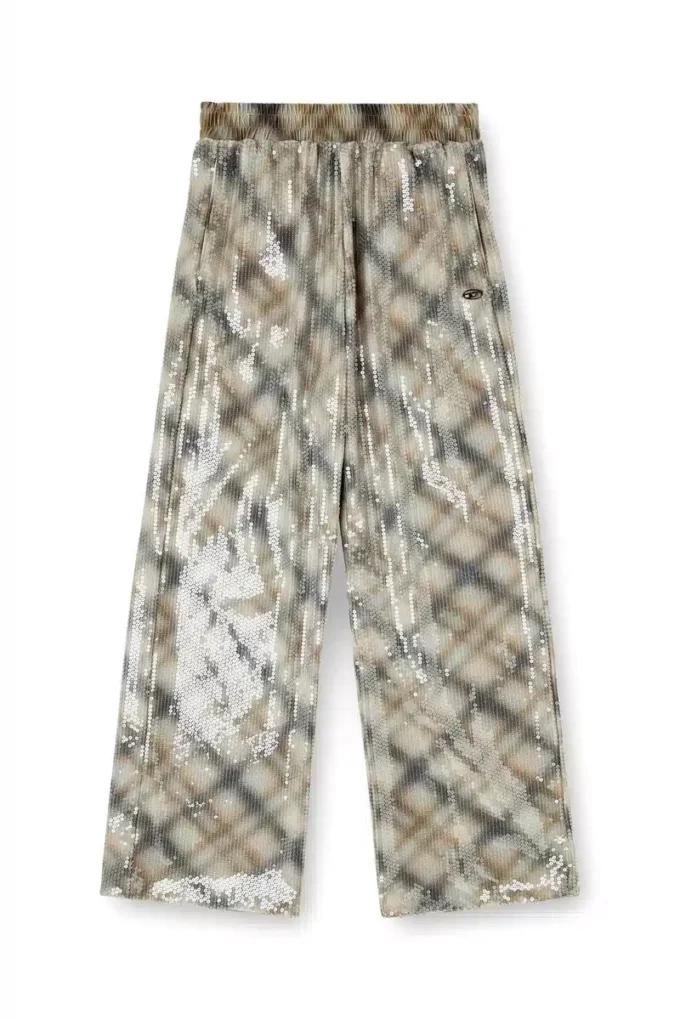 p-erqueen Sequined pants in with plaid design