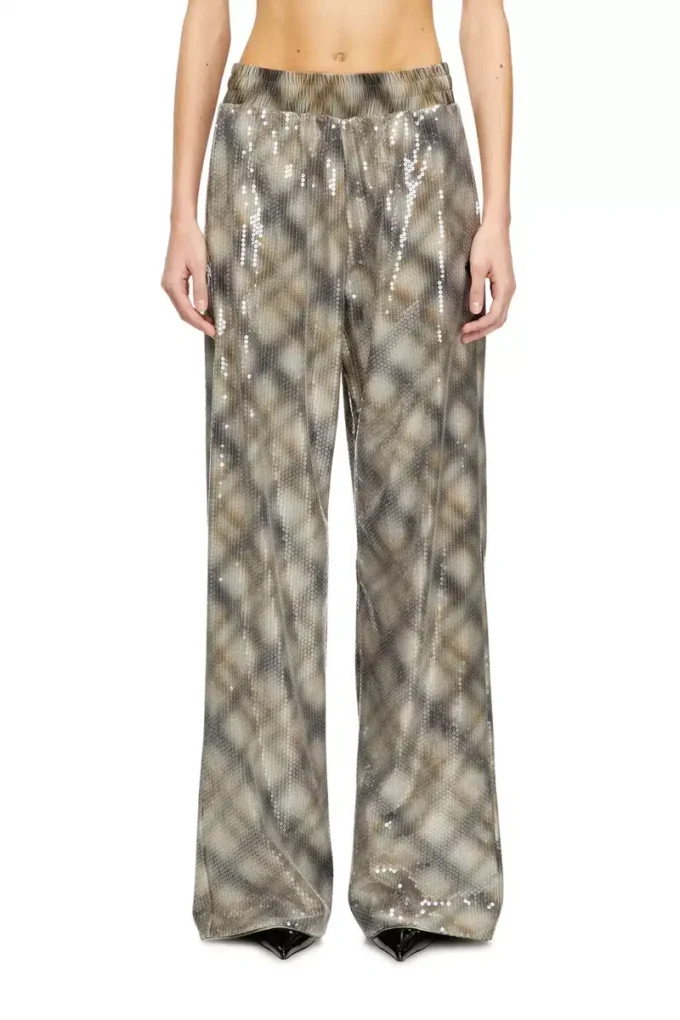 p-erqueen Sequined pants in with plaid design