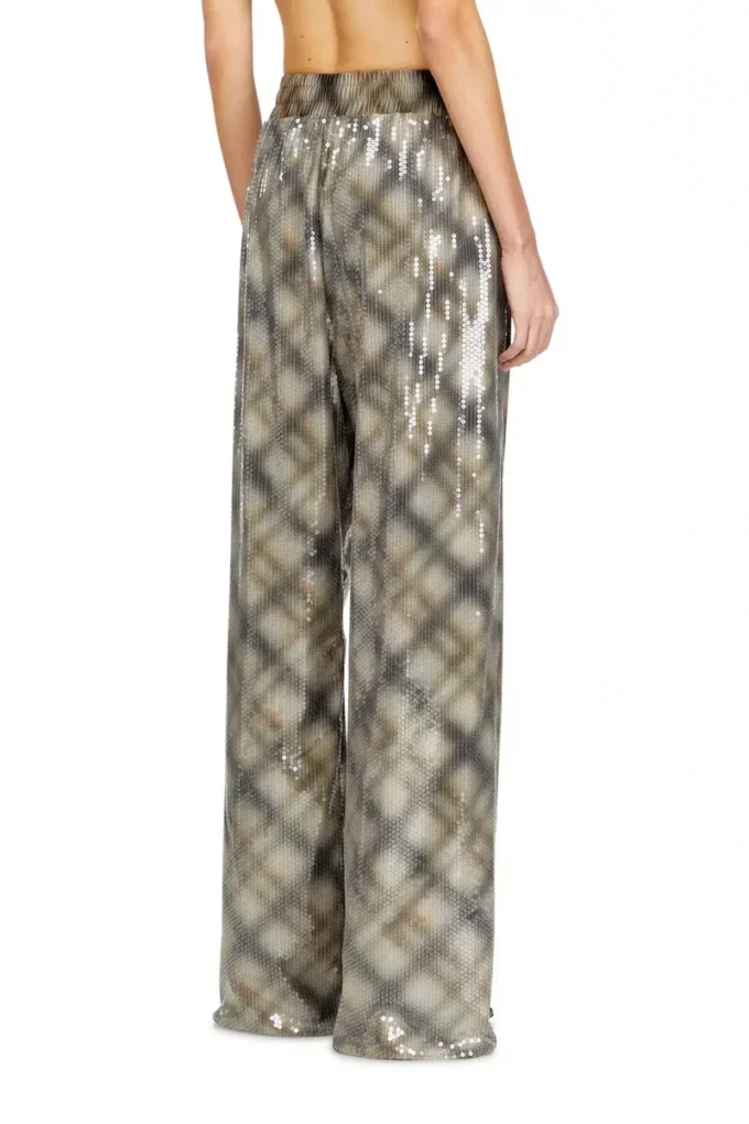 p-erqueen Sequined pants in with plaid design