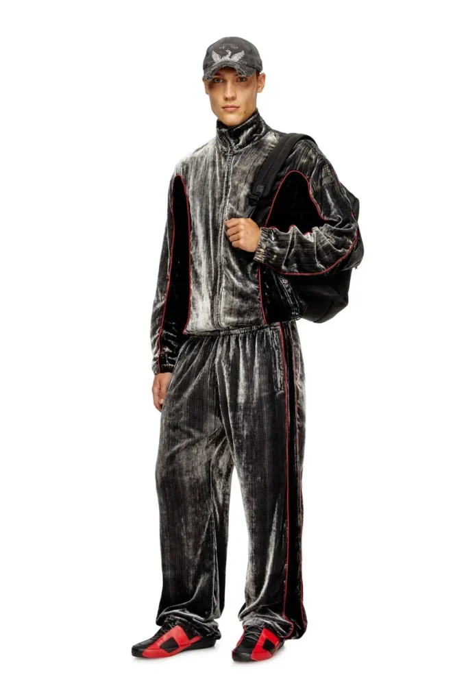 p-hay Track pants in treated velvet