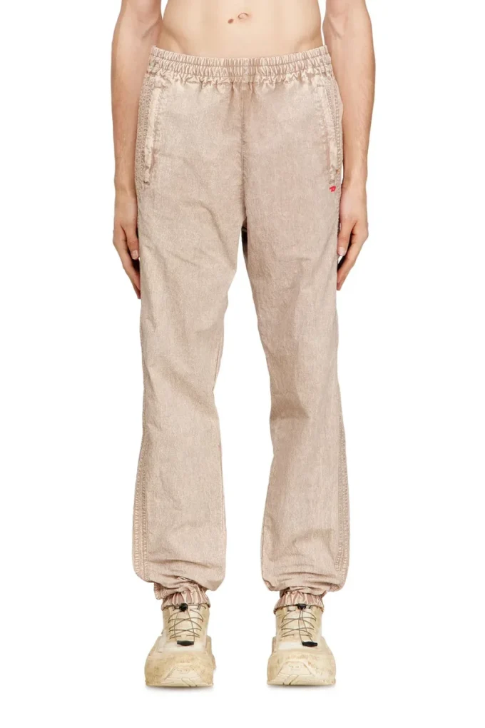 p-iusko-ag Washed nylon pants with side bands