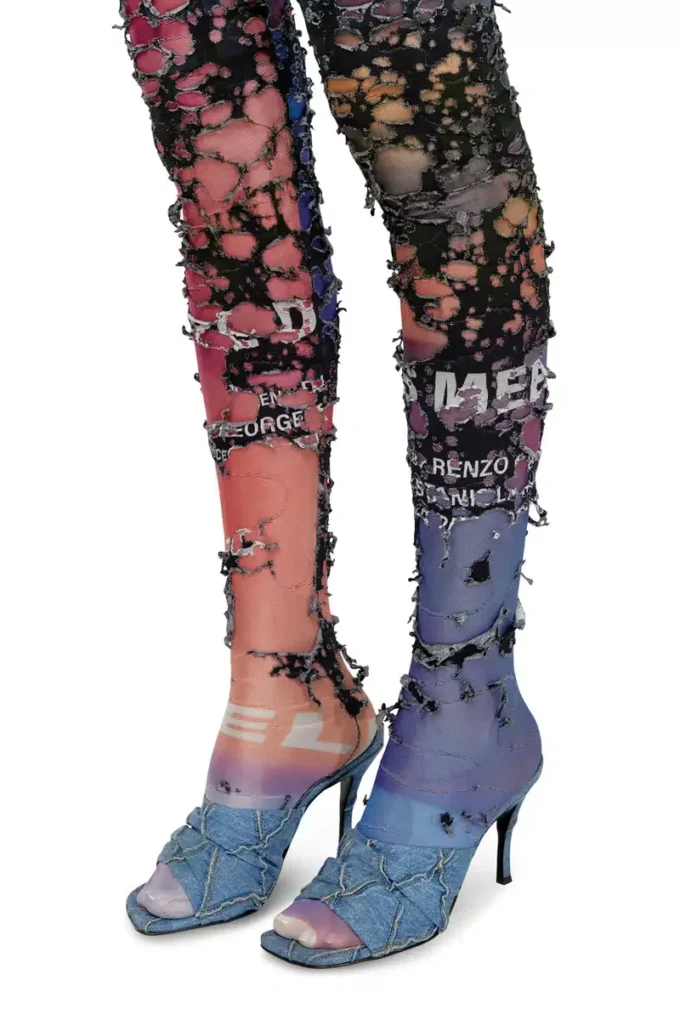 p-koll-dev Destroyed tights with cinema prints