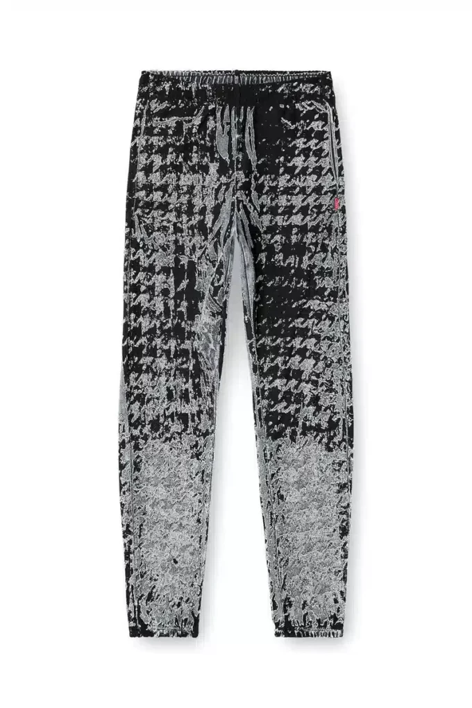 p-labis Elasticated pants in devoré houndstooth