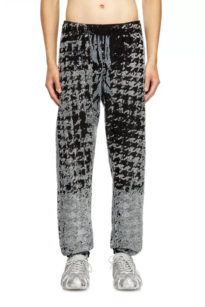 p-labis Elasticated pants in devoré houndstooth