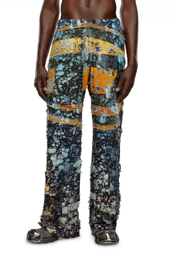 p-leopes-peel Destroyed pants with cinema prints