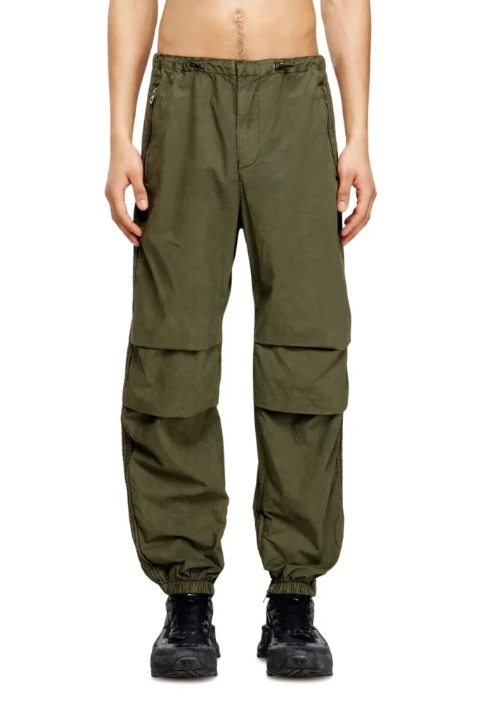 p-stitch Cotton cargo pants with side bands