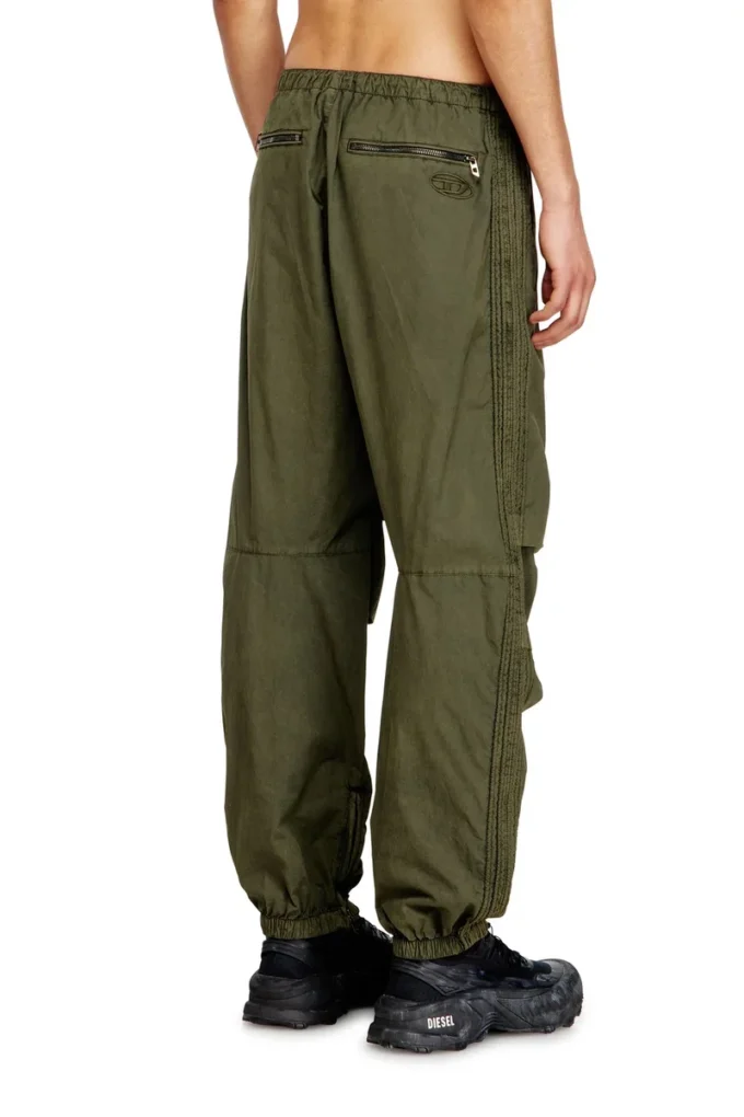 p-stitch Cotton cargo pants with side bands
