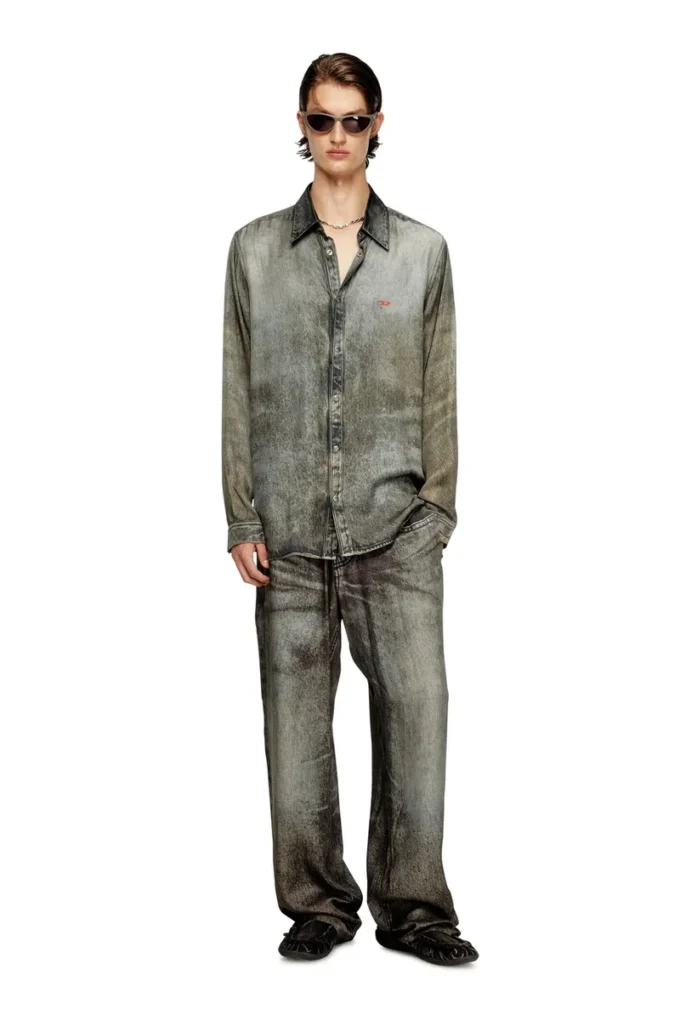p-theck-lkct Elasticated pants in denim-look viscose