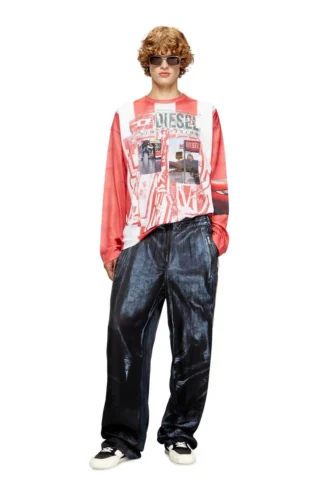 p-thecks-nman Viscose trousers with biker print