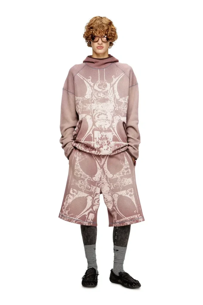 p-warky-short Waffle shorts with medieval print