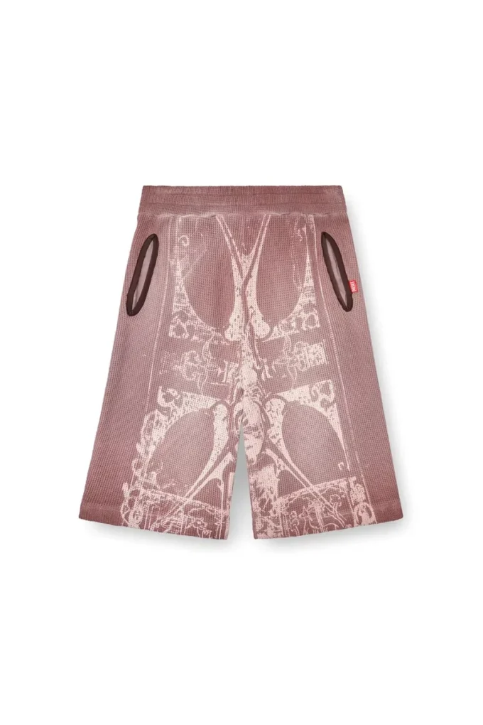 p-warky-short Waffle shorts with medieval print