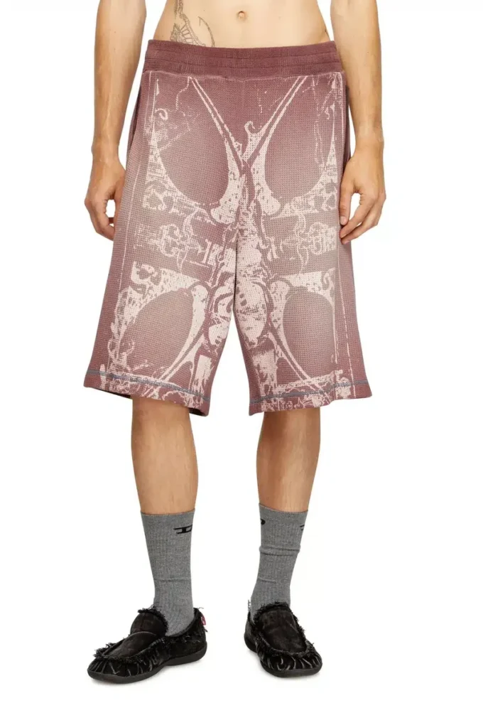 p-warky-short Waffle shorts with medieval print
