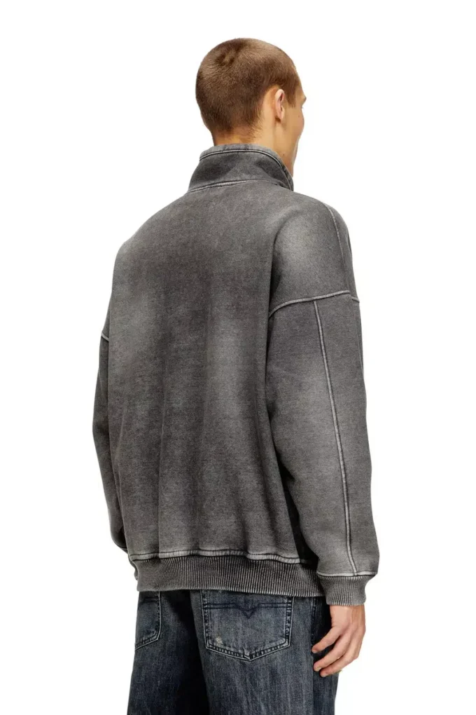s-batel-v1 Teddy-lined zip jacket with denim effect