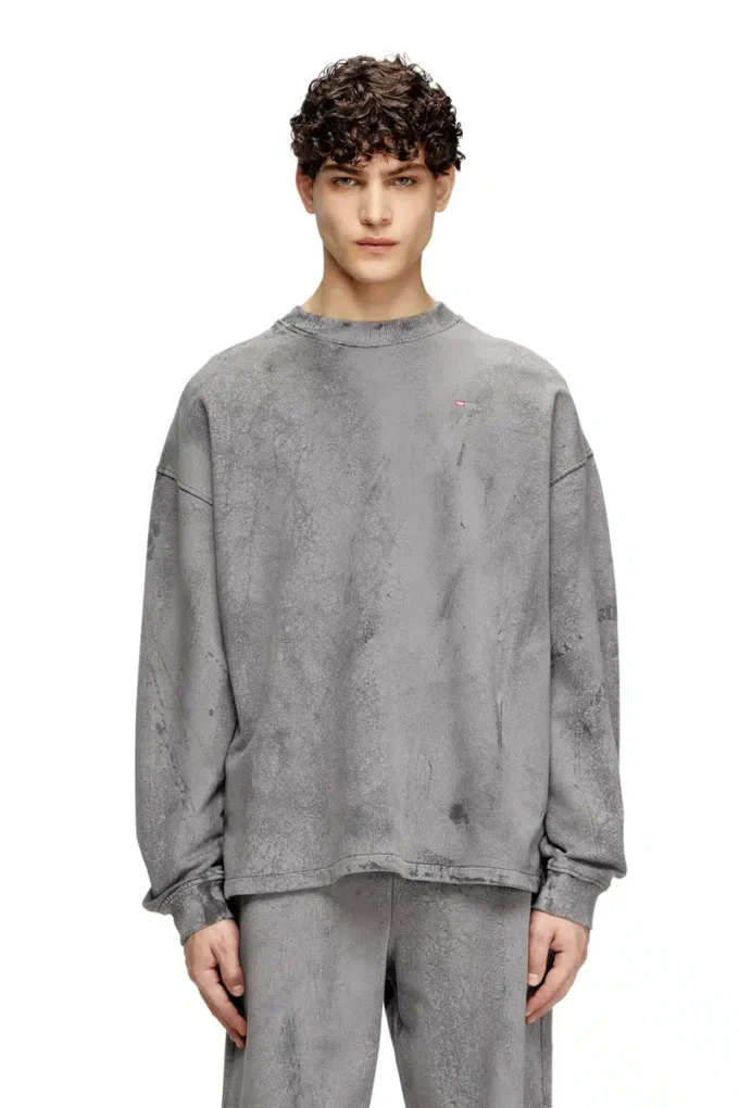 s-baxt-t1 Cracked-effect sweatshirt with micro logo