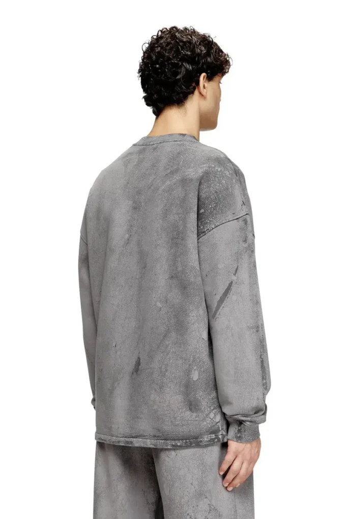 s-baxt-t1 Cracked-effect sweatshirt with micro logo