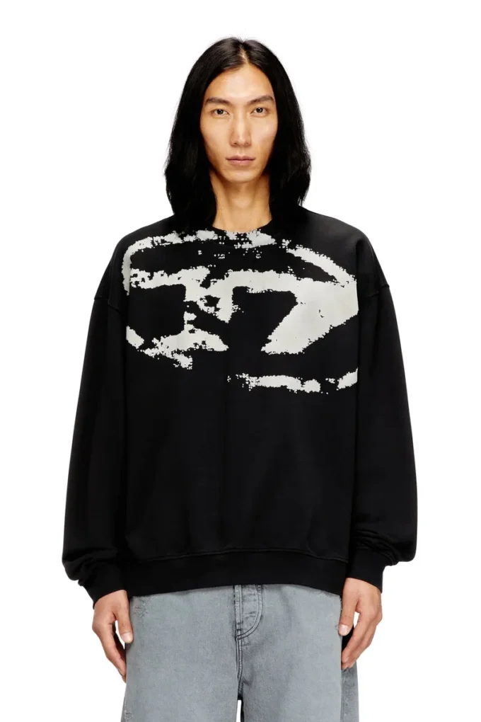 s-boxt-n5 Sweatshirt with distressed flocked logo