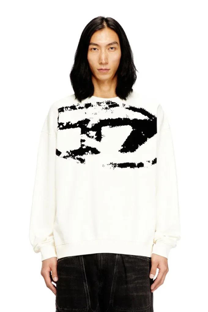 s-boxt-n5 Sweatshirt with distressed flocked logo