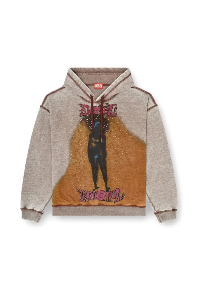 s-boxton-hood Hoodie with print and studs