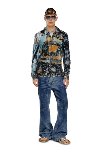 s-corn-peel Destroyed shirt with cinema prints
