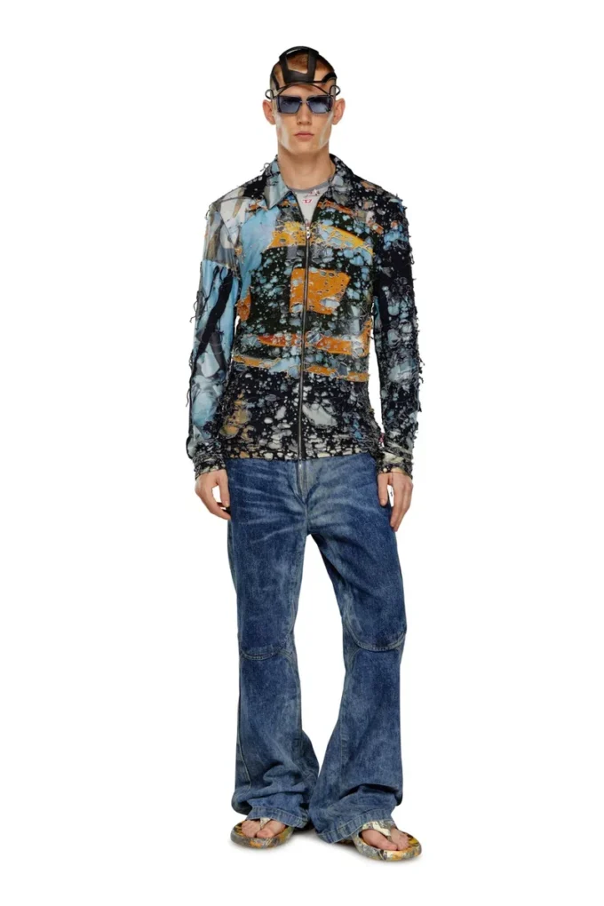 s-corn-peel Destroyed shirt with cinema prints