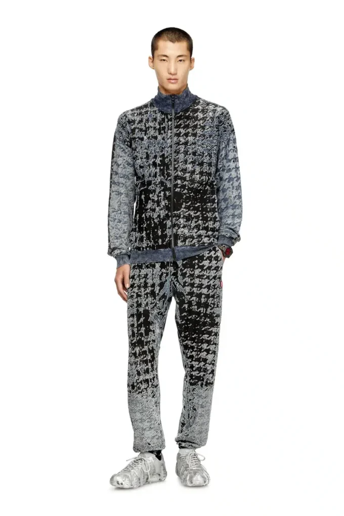 s-corr Devoré houndstooth zip-up top