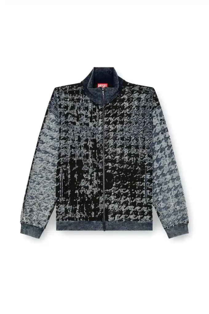 s-corr Devoré houndstooth zip-up top