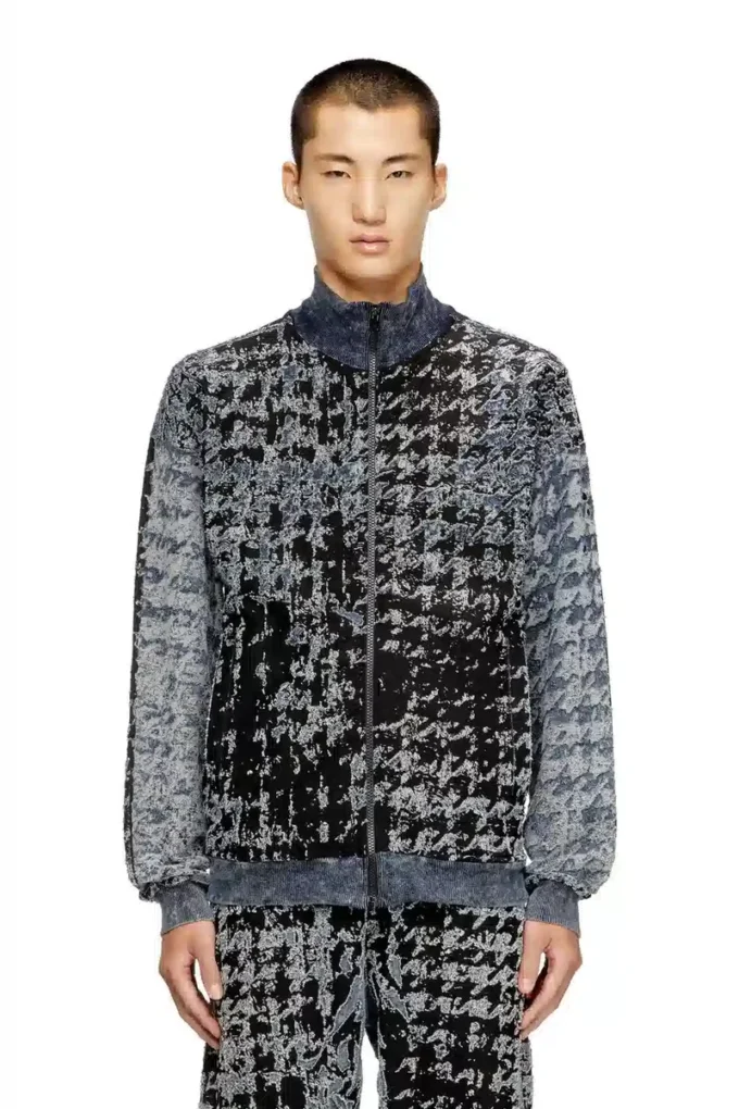 s-corr Devoré houndstooth zip-up top