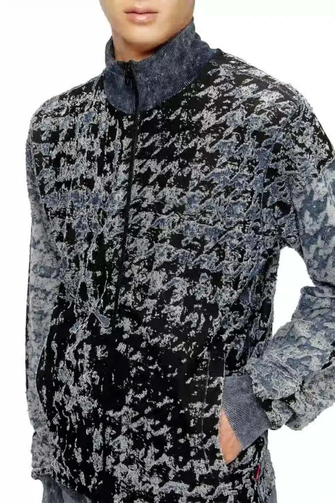 s-corr Devoré houndstooth zip-up top