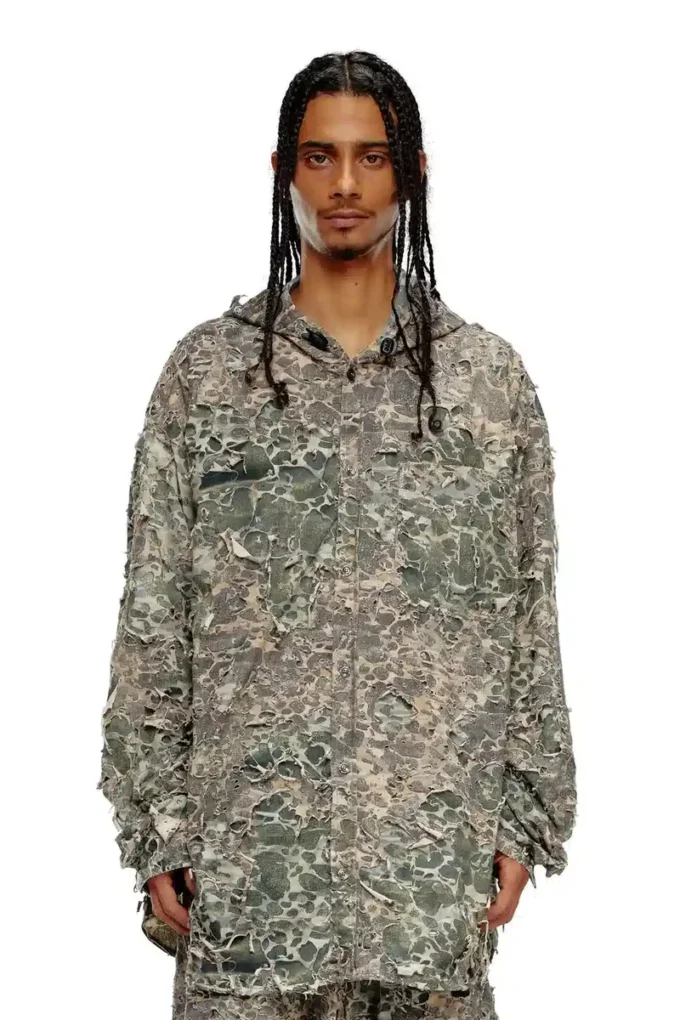 s-dewny-hood-hockk Camo shirt with destroyed finish