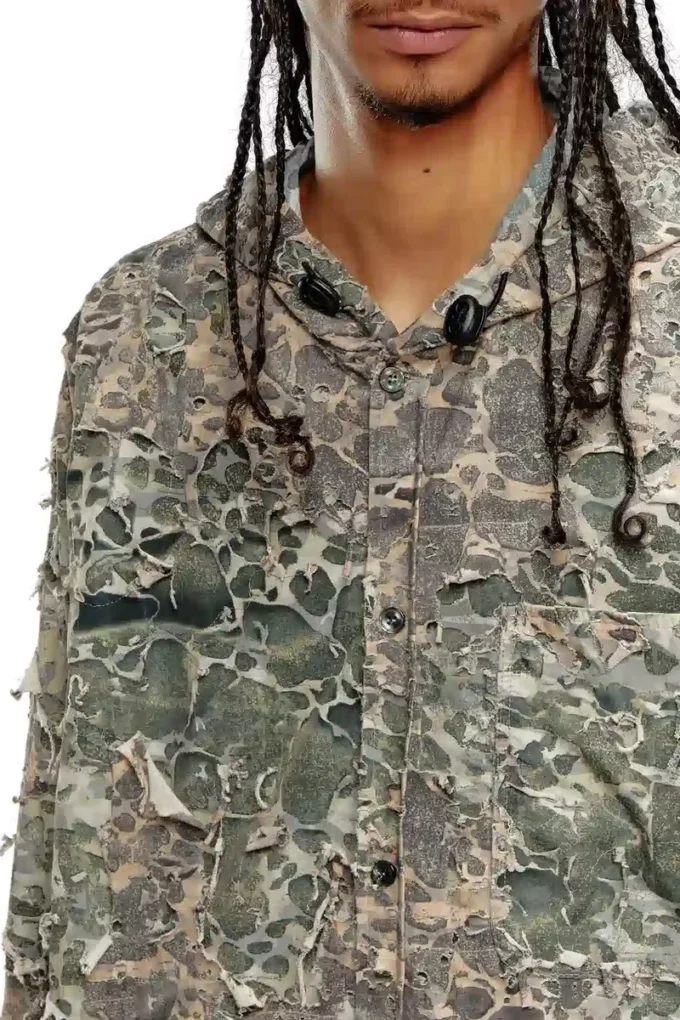 s-dewny-hood-hockk Camo shirt with destroyed finish